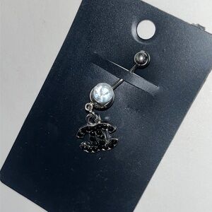 🆕 silver/black belly ring